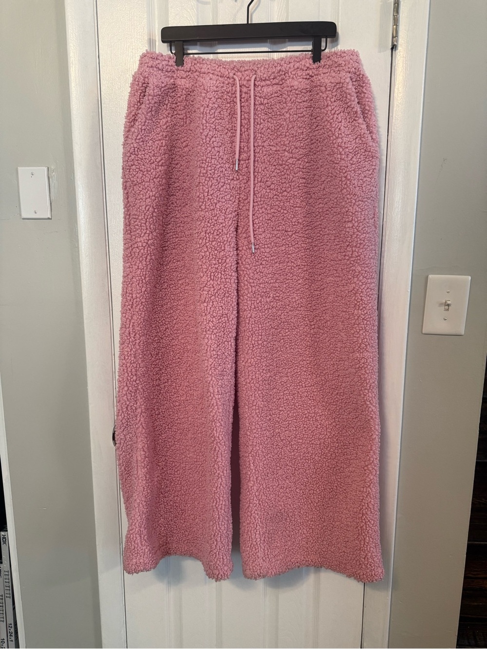 Pink Sherpa Wide Leg Jogger Pants